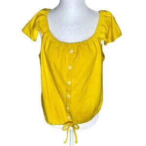 Madewell Texture & Thread Off-the-Shoulder Mustard Yellow Top XL
